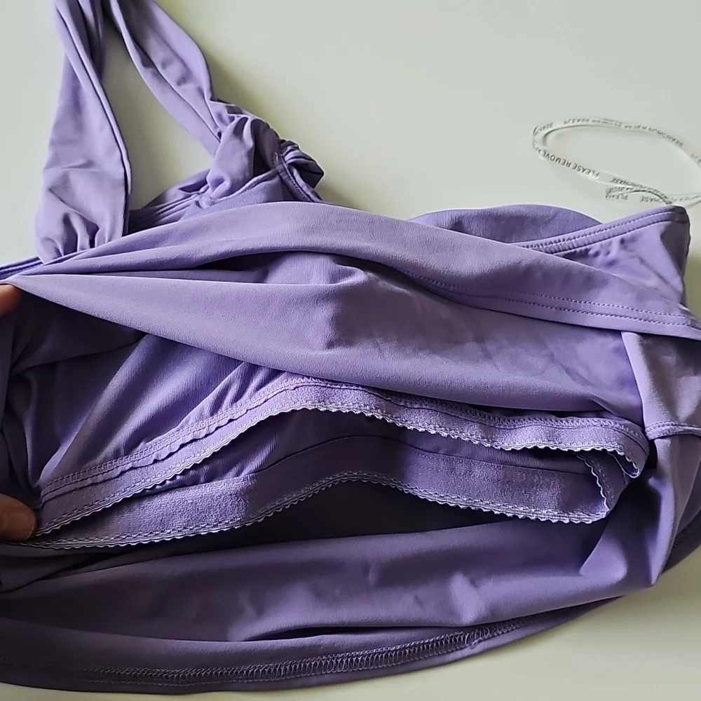 NWT Vince Camuto One-Shoulder Lavender Tankini Swim Top